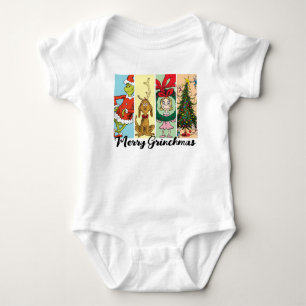 Body Para Bebê Colagem de Férias Feliz Grinchmas