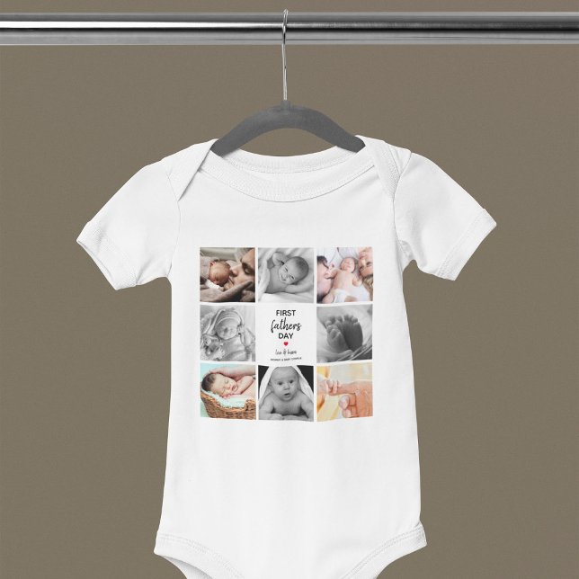 Body Para Bebê Colagem de Fotos Simples do Primeiro Dia dos Pais  (Criador carregado)