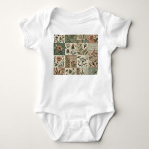 Body Para Bebê Colcha Xadrez Verde Rosa Rústica Vintage Boho