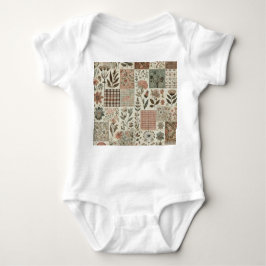 Body Para Bebê Colcha Xadrez Verde Rosa Rústico Vintage Boho