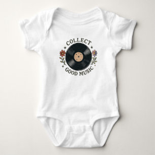 Body Para Bebê Coleção de Boa Música Disco de Vinil Floral Retro