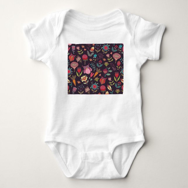 Body Para Bebê Coleção de Flores Grandes Vibrantes (Frente)