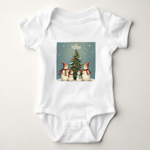 Body Para Bebê Coleção de Natal da Família Festivo Snowman