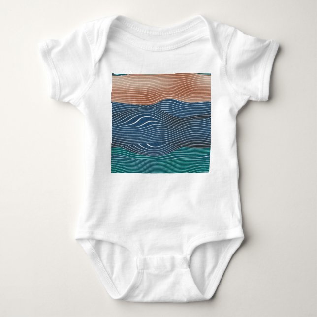 Body Para Bebê Colinas de paisagem natural: padrão uniforme. (Frente)