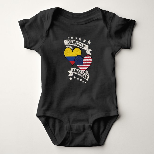 Body Para Bebê Colombiana American Heart Flags Colombia America (Frente)