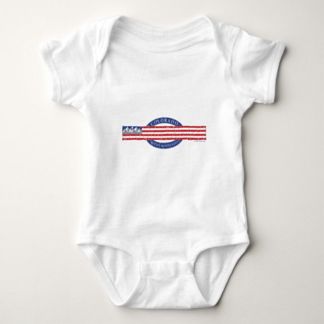 Body Para Bebê Colorado Mountain USA Flag (Frente)