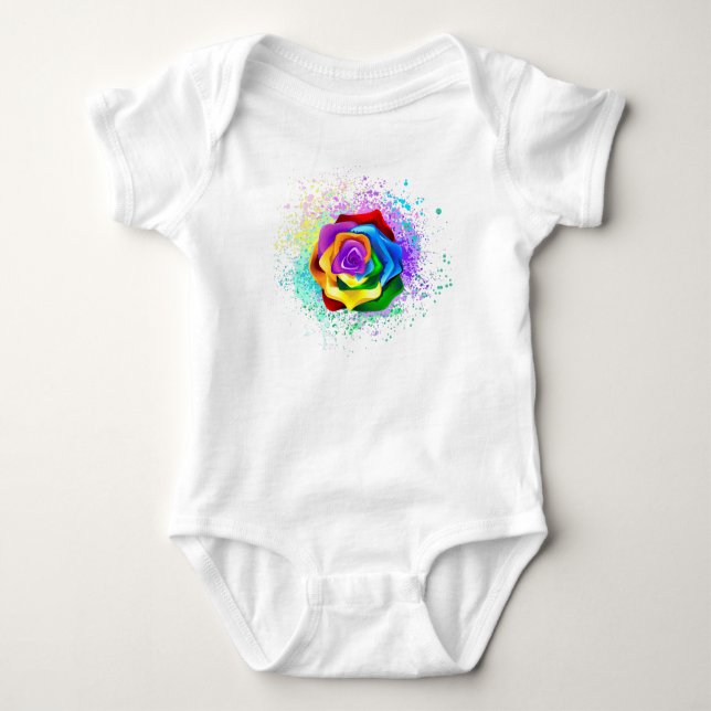 Body Para Bebê Colorful Rainbow Rose (Frente)