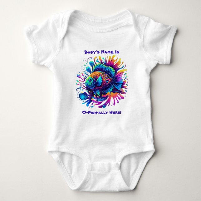 Body Para Bebê Colorida Fish-O-Fish-ally Aqui! (Frente)
