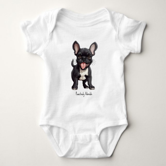 Body Para Bebê 🐶Com texto personalizado, cachorrinho Frenchie (Frente)