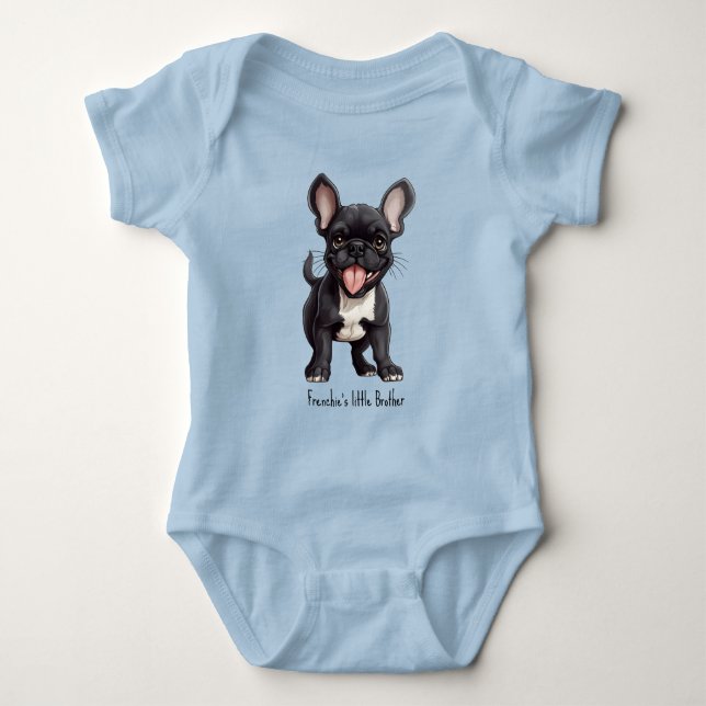 Body Para Bebê 🐶Com texto personalizado, cachorrinho Frenchie (Frente)