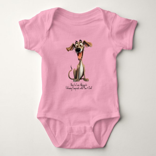Body Para Bebê Com texto personalizado, 🐶louco 🤪 whippet (Frente)
