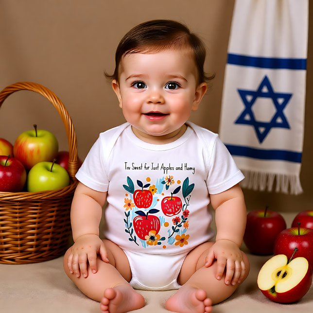 Body Para Bebê 🍎 🐝 com texto personalizado muito doce (🍎🐝With custom text Too Sweet Baby Bodysuit)