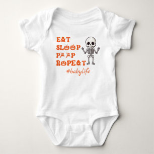 Body Para Bebê Coma cocô de sono Repete um lindo esqueleto de out