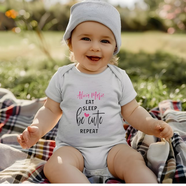 Body Para Bebê Coma Durma Seja Fofo Repita Presente Citação (Eat Sleep Be Cute Repeat Quote Gift Baby Bodysuit)