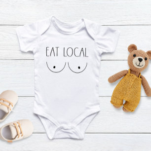 Body Para Bebê "Coma local" Engraçado Aleitamento Infantil