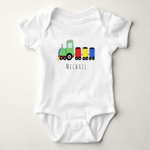 Body Para Bebê Comboio Locomotivo de Garoto Personalizado com Nom