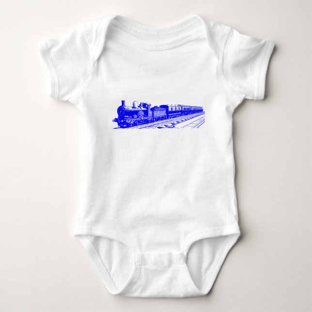 Body Para Bebê Comboio Vintage - Azul (Frente)
