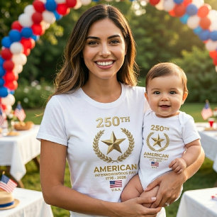 Body Para Bebê Comemorativa 1776–2026 Patrimônio Americano 250º