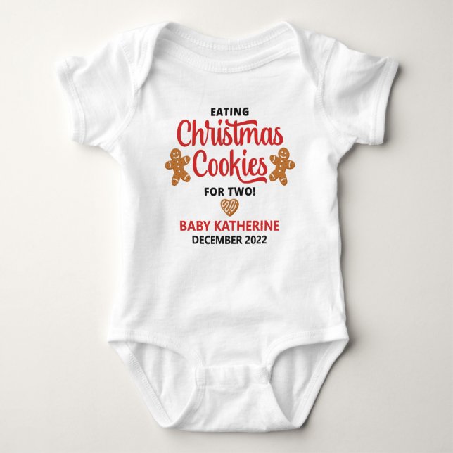 Body Para Bebê Comendo Cookies de Natal para Dois (Frente)