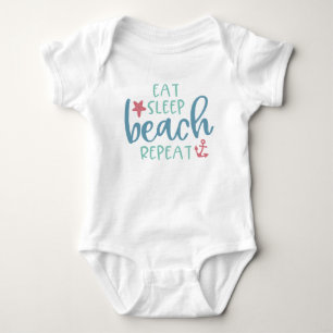 Body Para Bebê Comer Dormir Praia Repetir Âncora Estrela Peixe