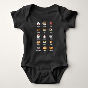Body Para Bebê Comida da Ásia Cai Sushi Rice Fish Ramen Lover