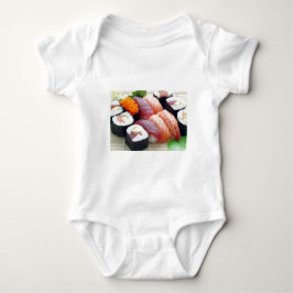Body Para Bebê Comida Japonesa Asiática Sushi Crua Sashimi Fresca