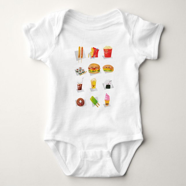 Body Para Bebê comida rápida kawaii (Frente)