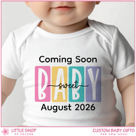 Body Para Bebê Coming Soon Custom Text Pregnancy Announcement
