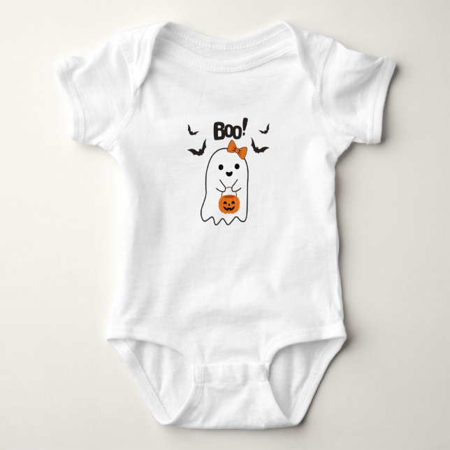 Body Para Bebê Compras de Halloween Boo (Frente)