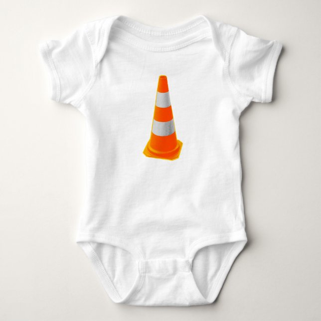 Body Para Bebê Cone de Tráfego com Listras Cinzas (Frente)