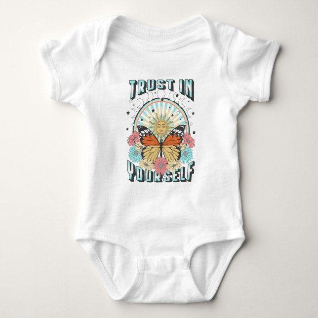 Body Para Bebê Confie em si mesmo | Sol Celestial e Borboleta (Frente)