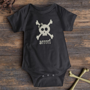 Body Para Bebê Conjunto de Bebê Caveira de Pirata Menina Fofo Hal
