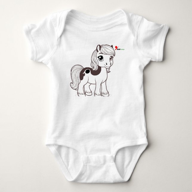 Body Para Bebê Conjunto de Bebê Cute Little Pony Chibi Cavalo (Frente)