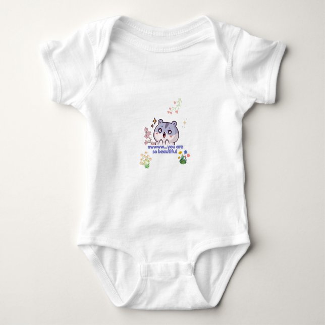 Body Para Bebê Conjunto de Bebê Hamster Estético Fofo (Frente)