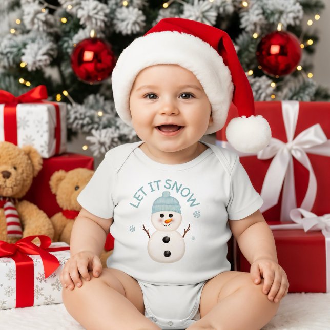Body Para Bebê Conjunto de Bebê Let It Snow Snowman Fofo  (Criador carregado)