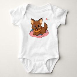 Body Para Bebê Conjunto de Bebê Marrom de Cachorrinho Chibi Fofo 
