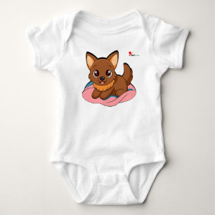 Body Para Bebê Conjunto de Bebê Marrom de Cachorrinho Chibi Fofo