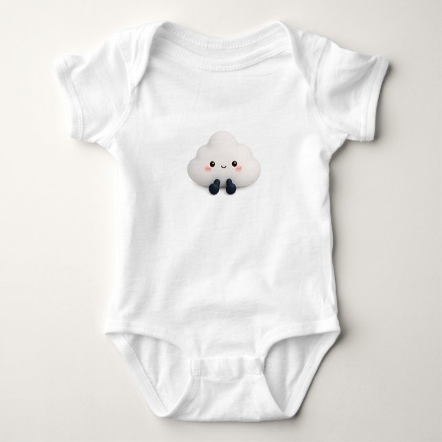 Body Para Bebê Conjunto de Bebê Nuvem Kawaii Fofo (Frente)
