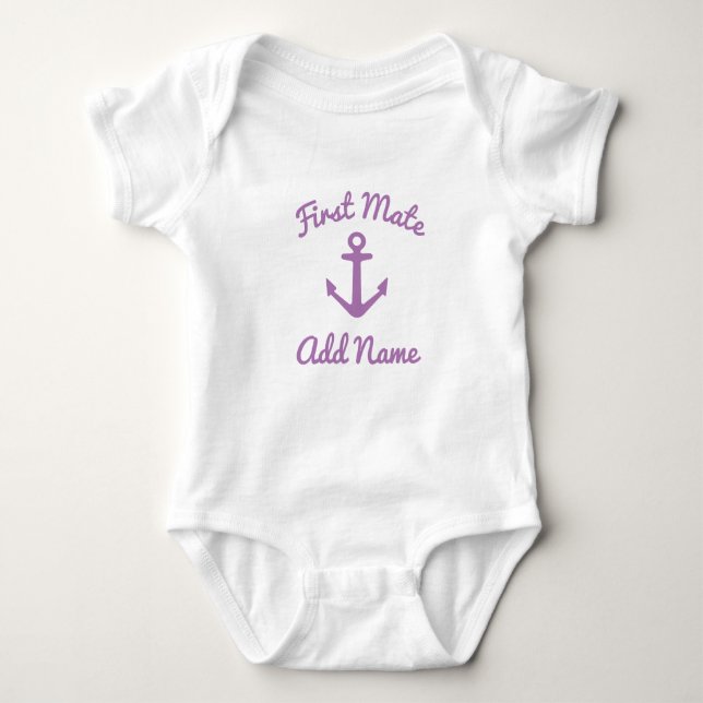 Body Para Bebê Conjunto de bebê rosa cute first mate âncora (Frente)