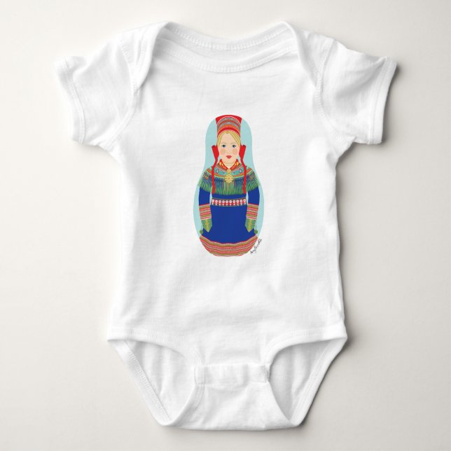 Body Para Bebê Conjunto de Bebê Sami (cabelo loiro) Matryoshka (Frente)