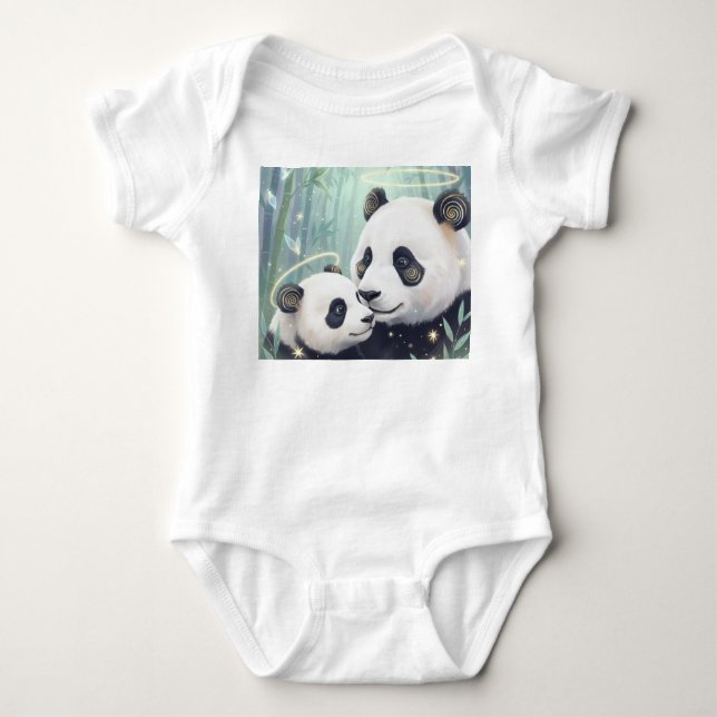 Body Para Bebê Conjunto de Jersey Família Panda (Frente)