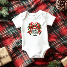 Conjunto de Natal Bebê com Laço Xadrez Alegre e Br