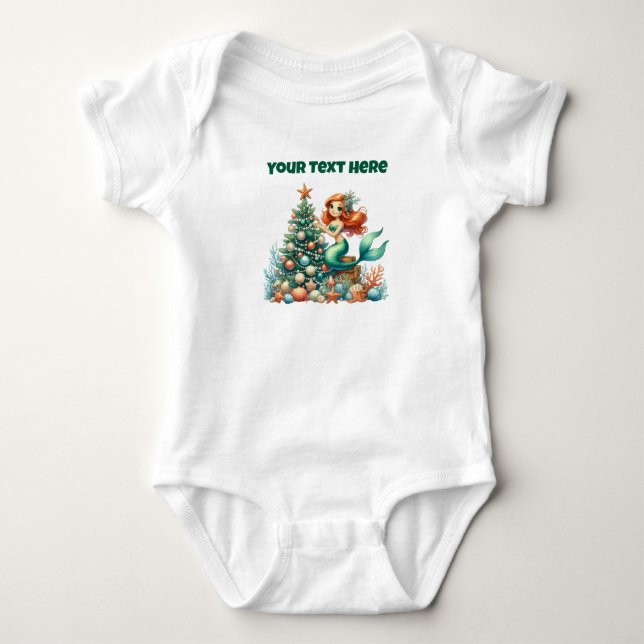 Body Para Bebê Conjunto de Natal de Sereia para Bebê - Personaliz (Frente)