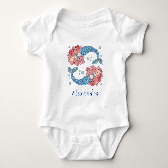 Body Para Bebê Conjunto de sereia personalizado (Frente)