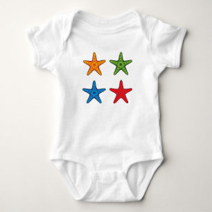 Body Para Bebê Conjunto de Starfish de Cartoon Colorido Bonito