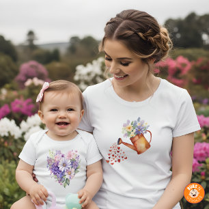Body Para Bebê Conjunto Floral Coração Florido em Aquarela