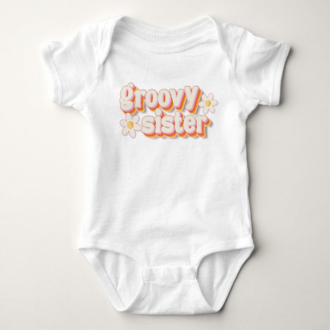 Body Para Bebê Conjunto Groovy Sister Retro Daisy Baby Bodysuit | (Frente)