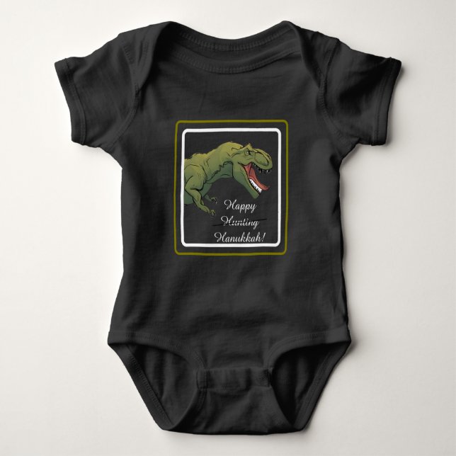 Body Para Bebê Conjunto para Bebê T-Rex Dinossauro Hanukkah Unise (Frente)