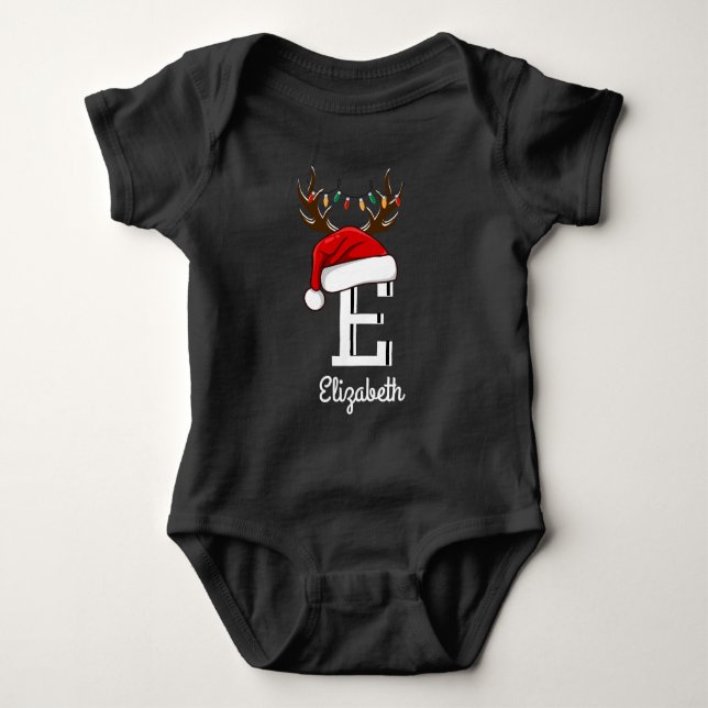 Body Para Bebê Conjuntos de Natal da Família Monogramas (Frente)