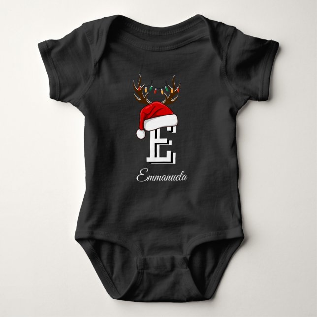 Body Para Bebê Conjuntos de Natal da Família Monogramas (Frente)